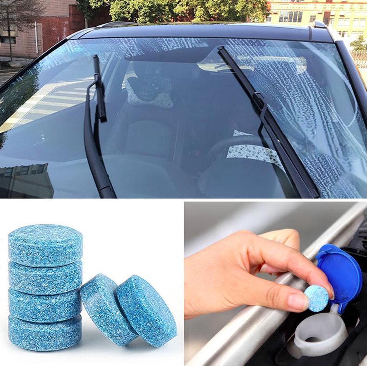 CarPill - SafeWay - Voor langdurige stralende ruiten! - Vloeistof - Schoonmaakmiddel - 4 tabletten - Ruitensproeier - Ramen wassen - Geconcentreerde glas cleaner - Gratis Verzending