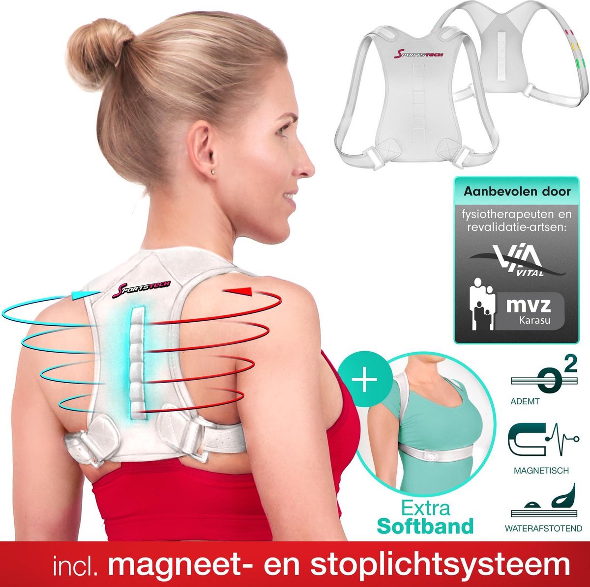 Sportstech Germany - RTX100 rugbrace voor houdingscorrectie - incl. softband + magneten
