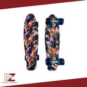 EZRIO SPORTS – Penny Board – Pennyboard – Skateboard – Longboard – Voor Meisjes en Jongens – Verf Print – 22 inch – Blauw – Zwart – Oranje