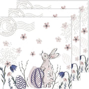 60x Pasen servetten konijn haas wit/roze 33 x 33 cm - Paasontbijt tafeldecoratie servetjes - Pasen thema papieren tafeldecoraties