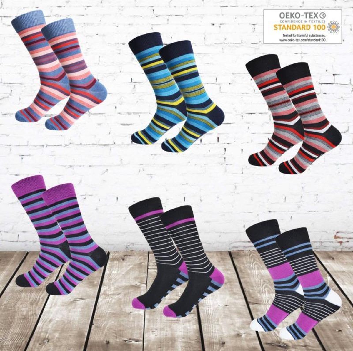 GIANVAGLIA Dames Sokken Strepen 12-pack - Maat 39-42