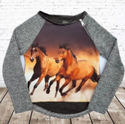 S&C Grijze trui met paarden - 86/92