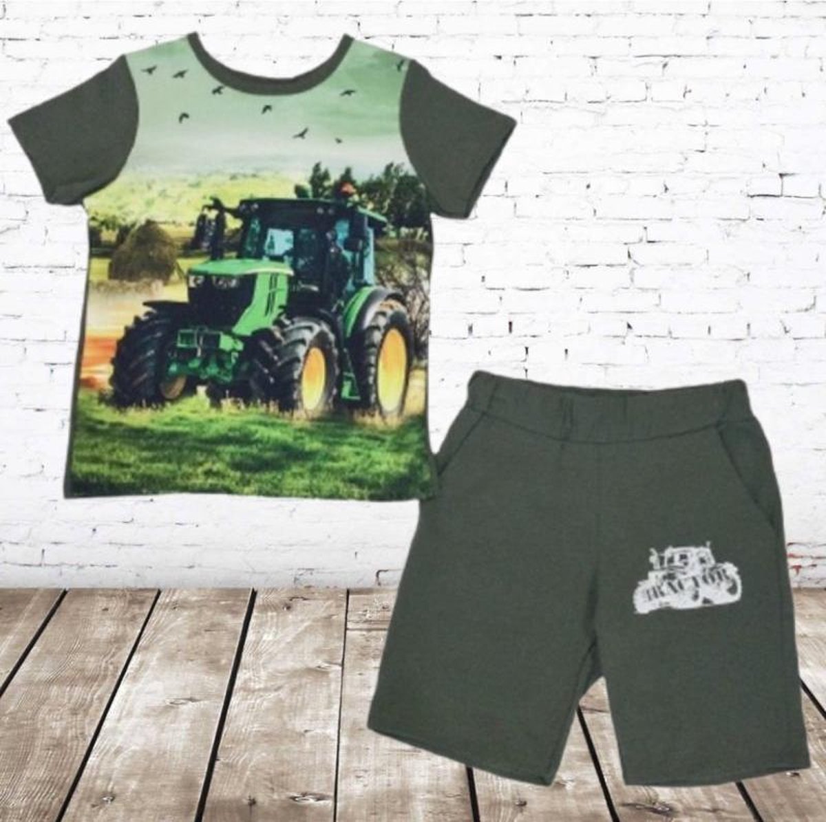 S&C Jongens kleding set trekker groen 770 - 146/152