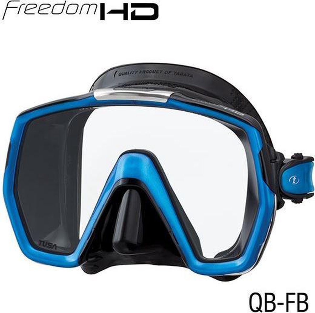 Tusa Freedom HD Masker zwart siliconen met fuchsia blauw frame