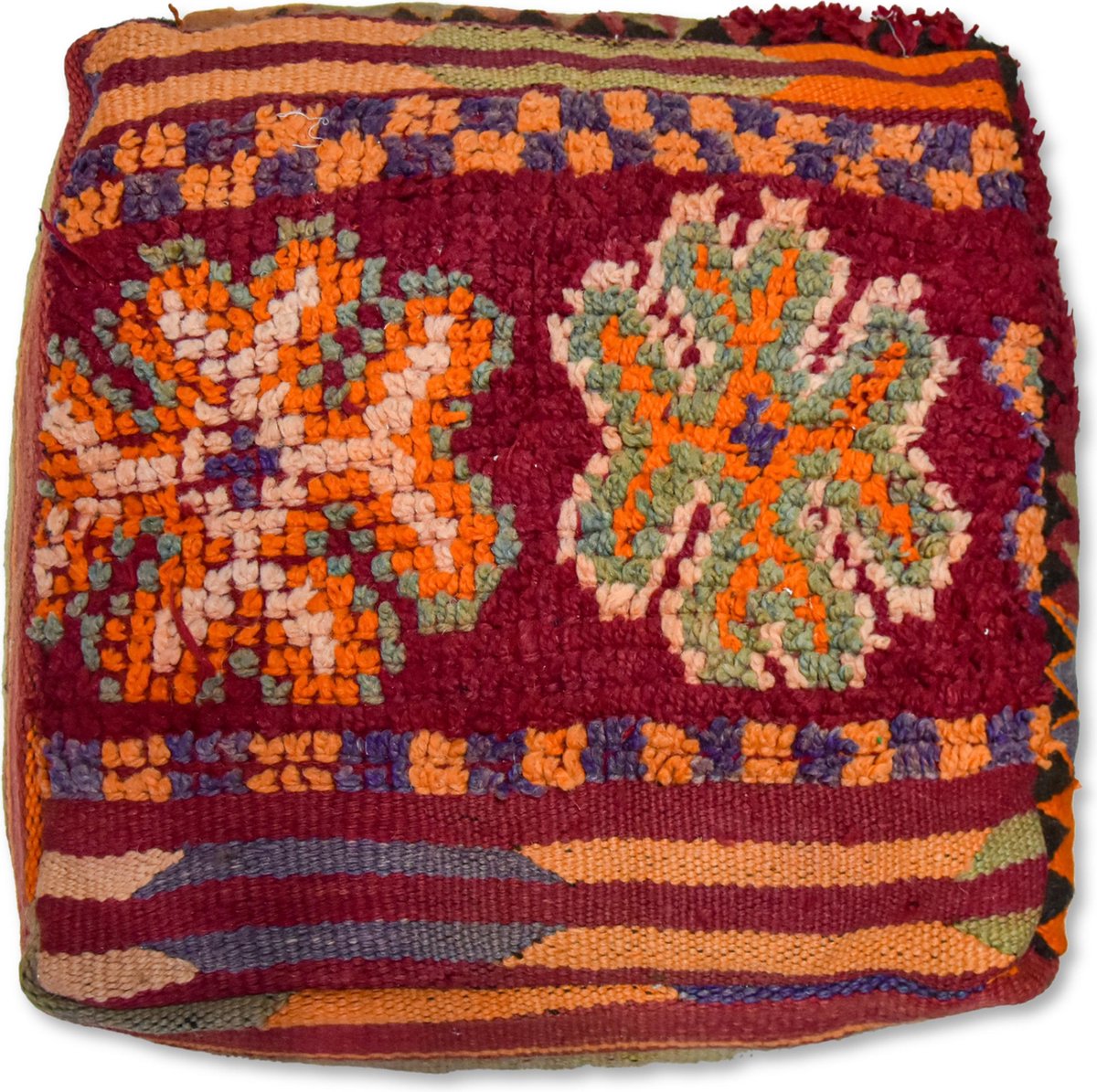 Handgeweven Kelim Vloerkussen - Groot 55x55 CM - Uniek en stijlvol - K343
