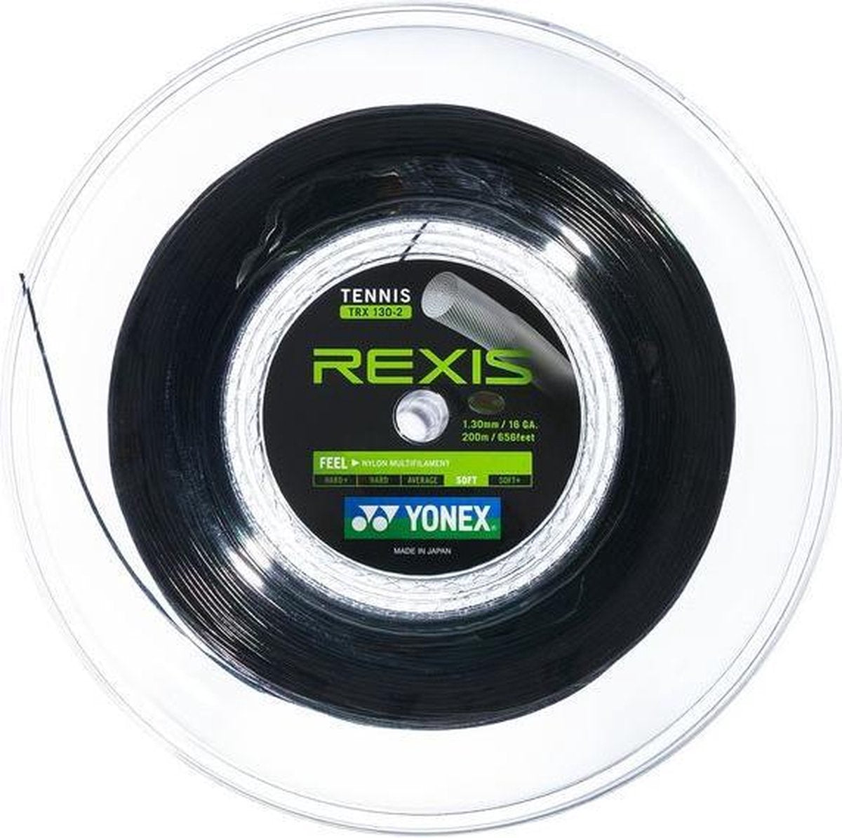Yonex Rexis 1.30 mm Tennissnaar op rol 200m zwart