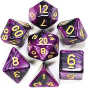 Dobbelsteen setje - PolyDice Black & Purple licht dobbelstenen voor o.a. Dungeons & Dragons