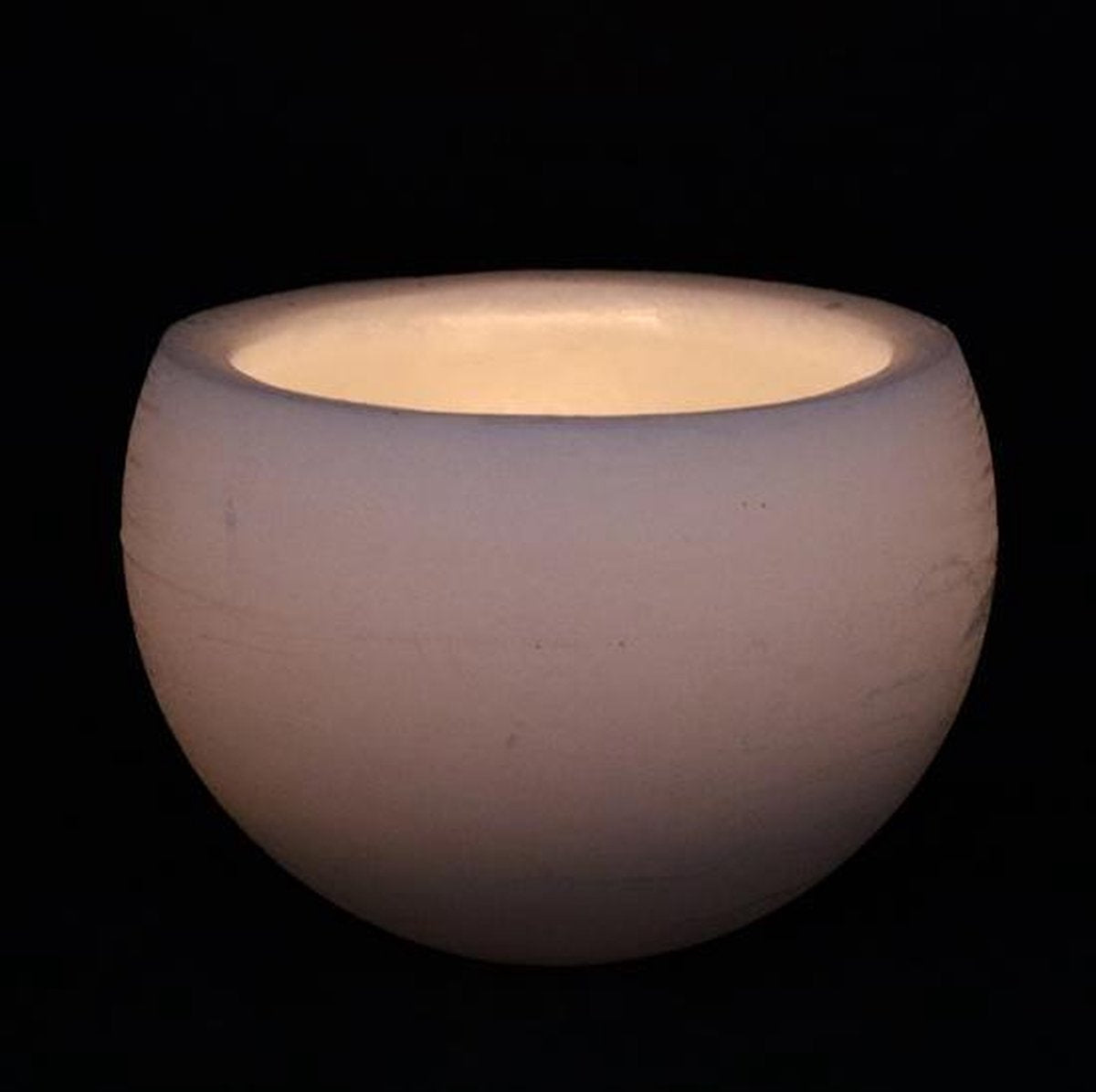 Bolvormige witte wax windlicht 85/114 (incl. theelicht)