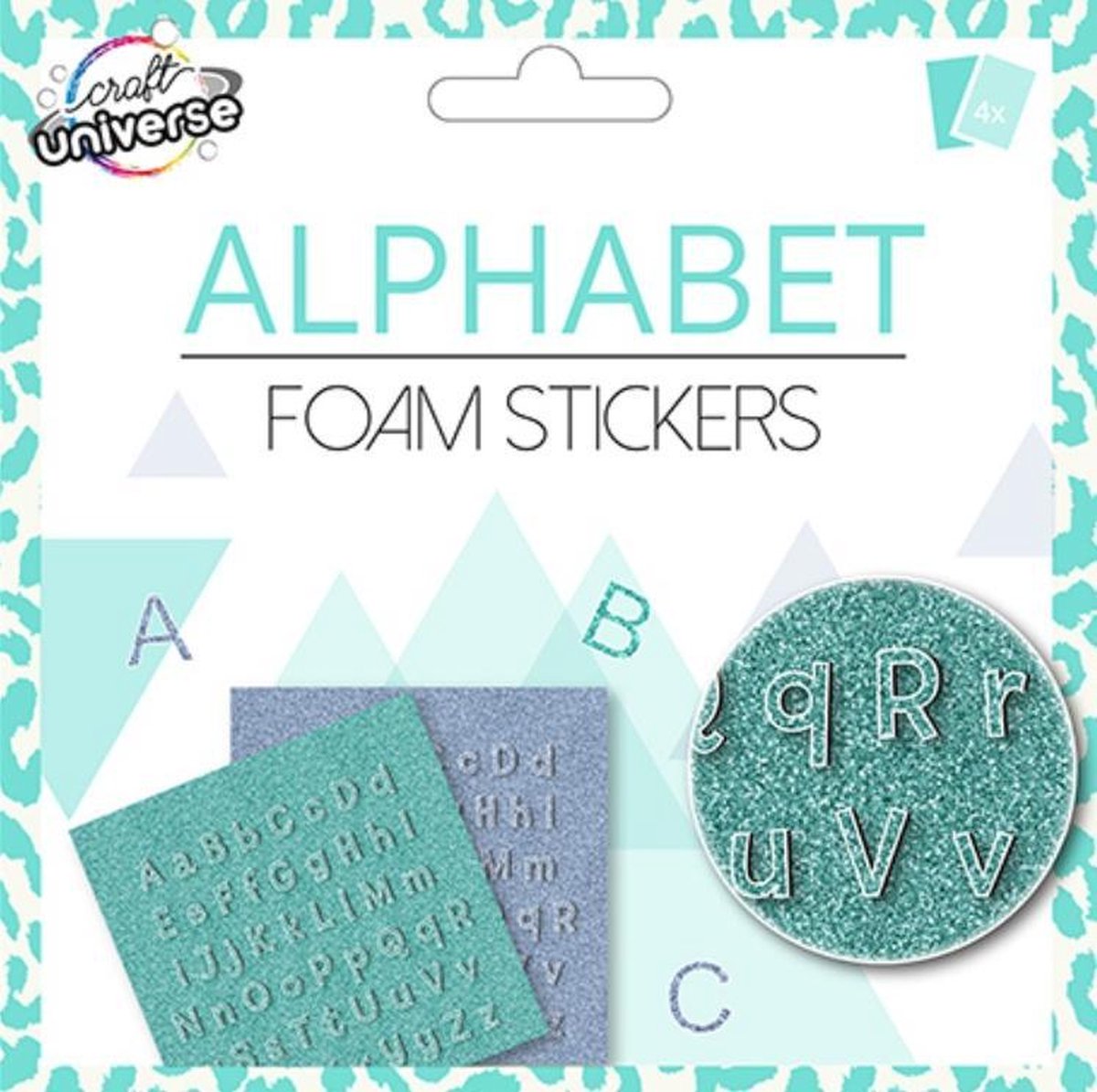 W&o Stickervellen Alphabet 15 X 15 Cm Eva Turquoise 2 Stuks