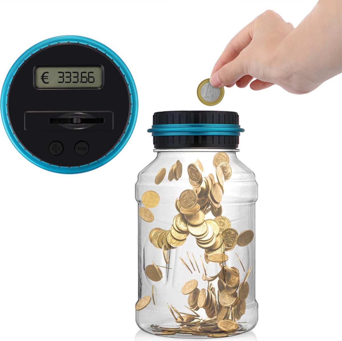 Digitale Spaarpot met Munten Teller – Geschikt voor Euro Muntgeld – Transparant