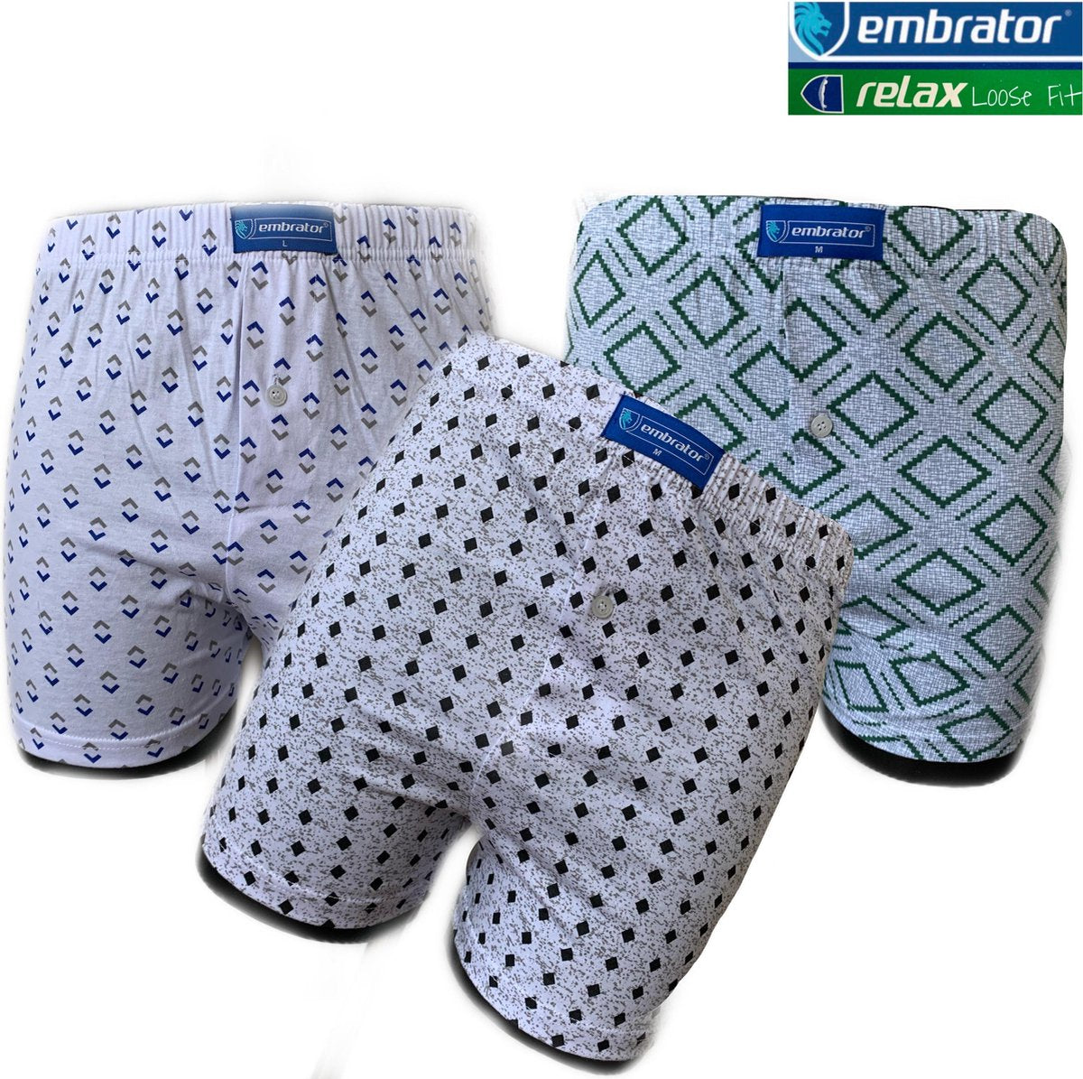 Embrator 3-pack mannen Boxershort Loose Fit katoen L