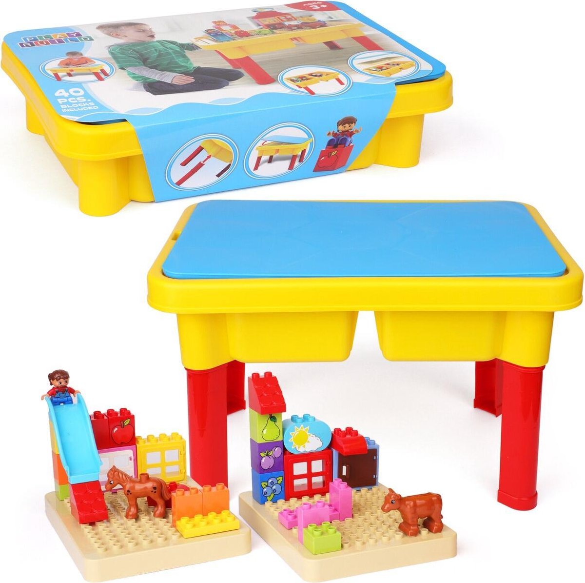 Play&Build 3in1 Desk Table - 3 in 1 Speeltafel Set voor Binnenactiviteiten