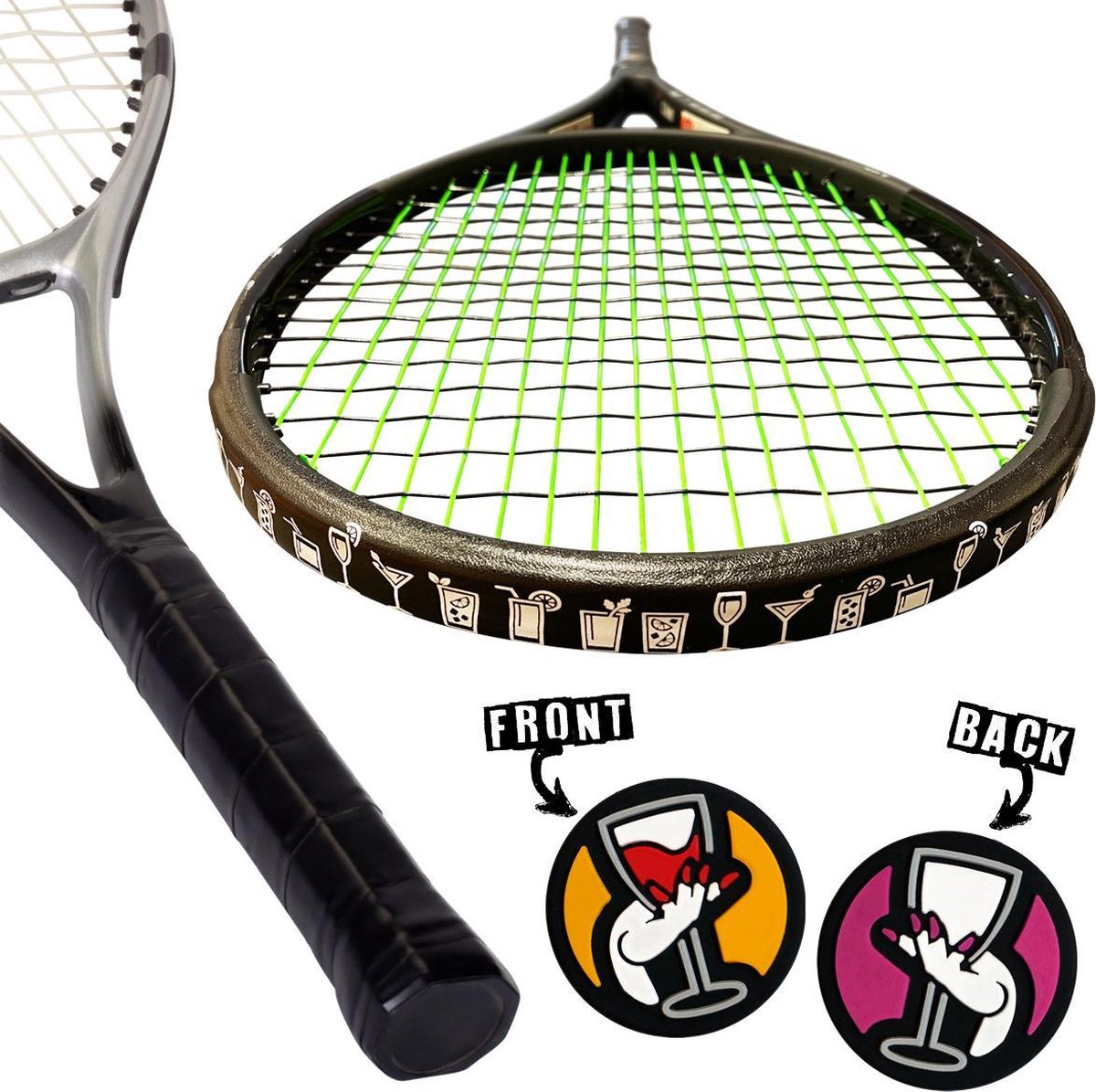 Dempertje.nl - Tennis Overgrip + Toptape Drinks + Tosdemper - Wijn Vol/Leeg - #083 - 1 stuk
