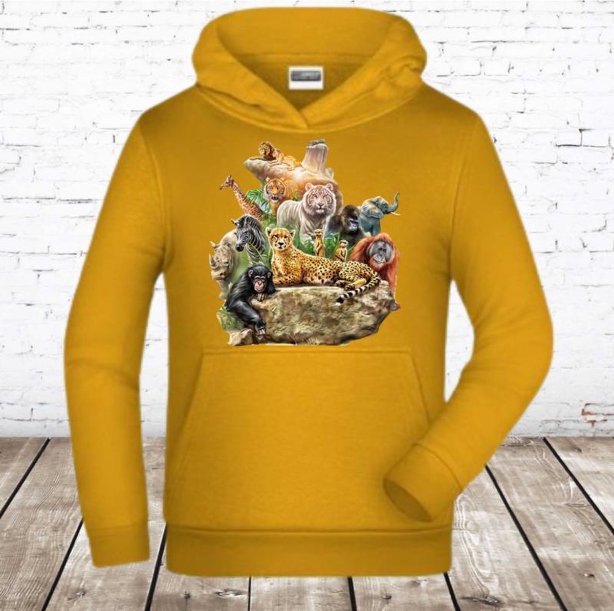 James & Nicholson Hoodie met wilde dieren - 158/164