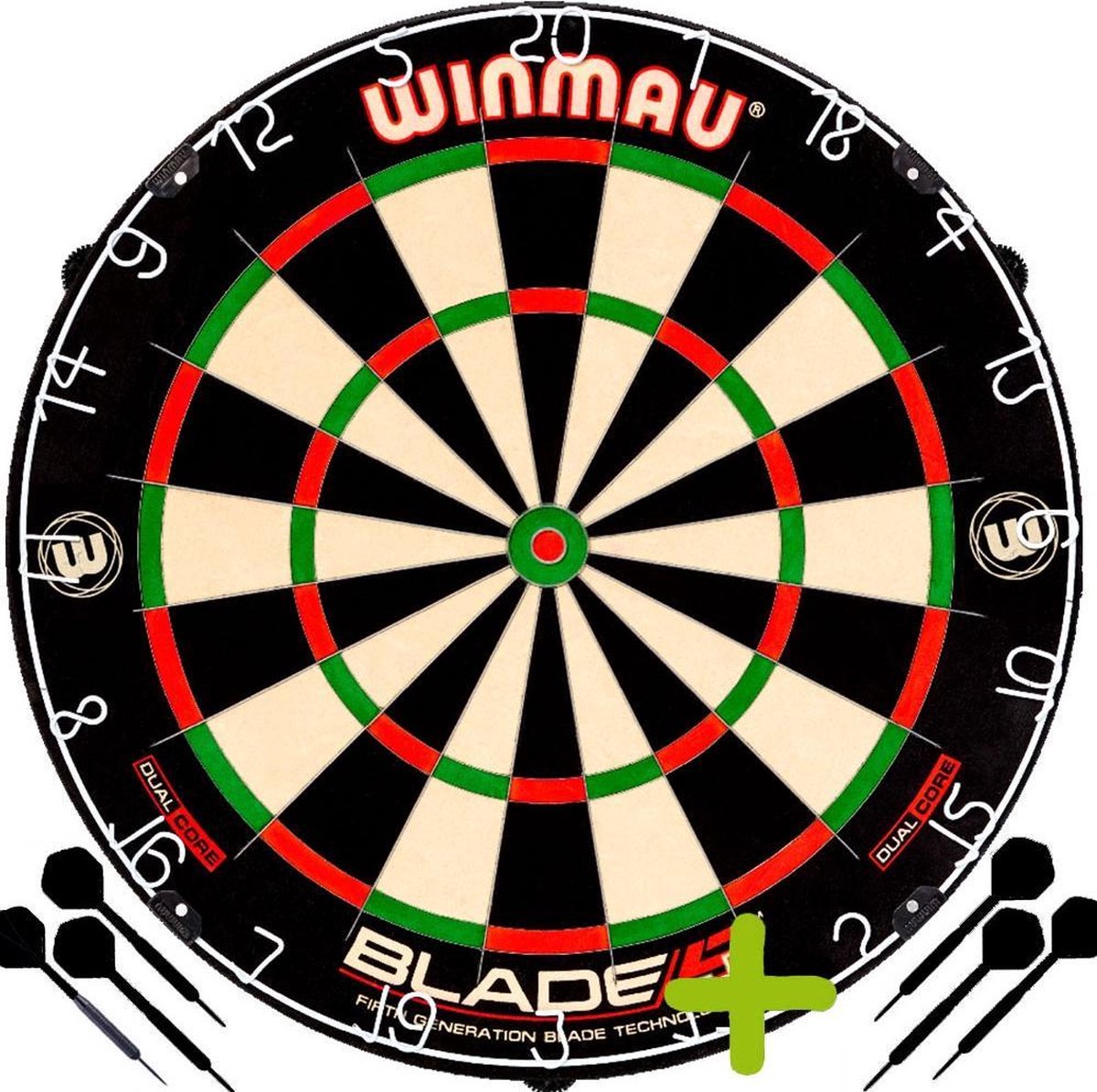 Winmau Blade 5 Dual Core + 2 Sets Black Brass