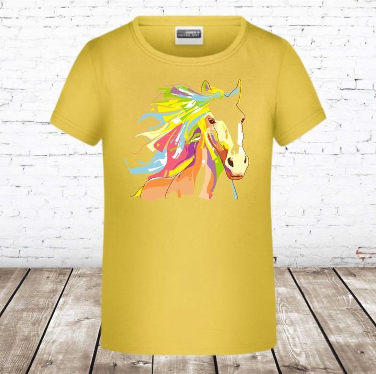 S&C Geel t shirt met paard - 134/140