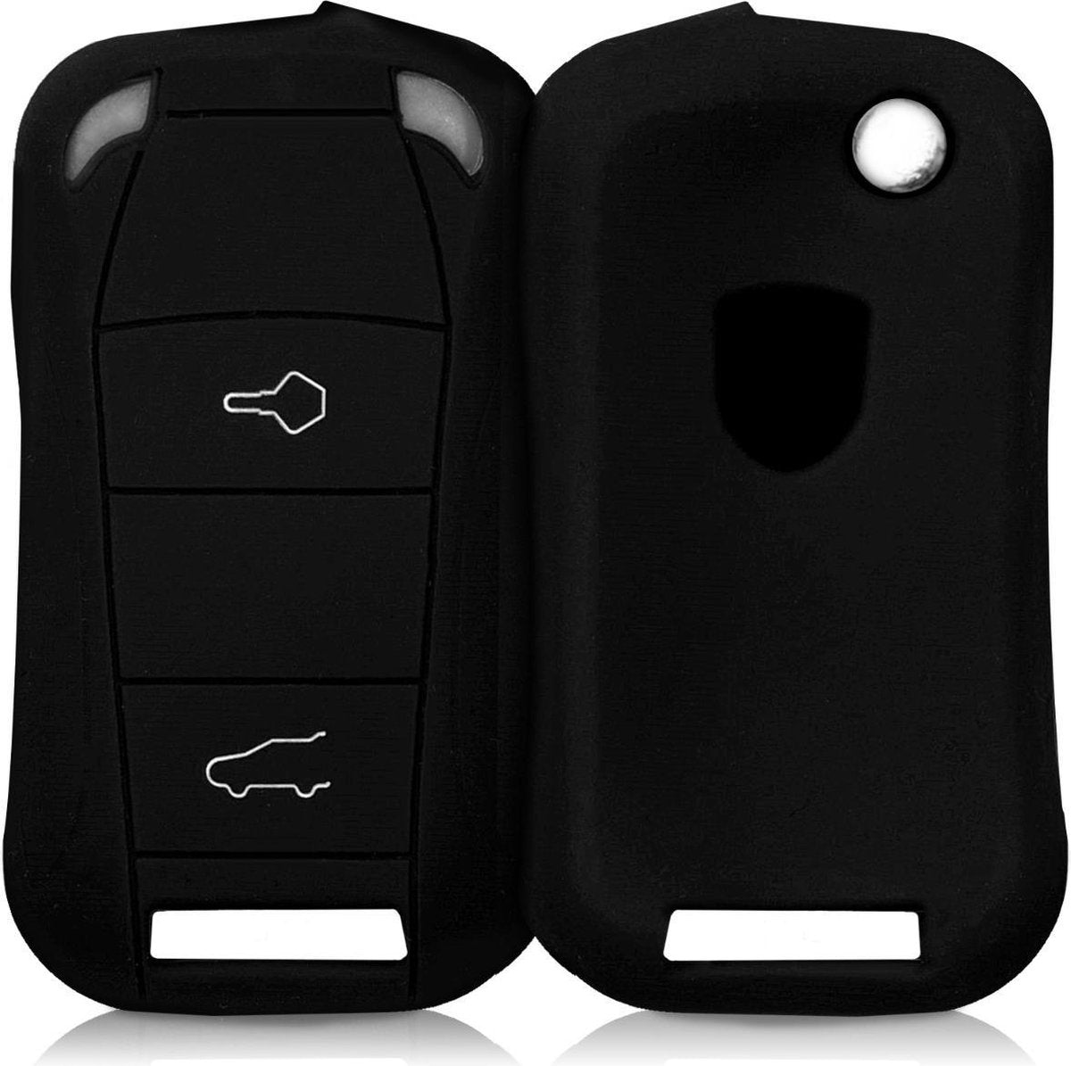 kwmobile autosleutelhoes voor Porsche 2-knops autosleutel (alleen Keyless) - Siliconen beschermhoes in zwart