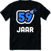 59 Jaar Feest kado T-Shirt Heren / Dames - Perfect Verjaardag Cadeau Shirt - Wit / Blauw - Maat XL
