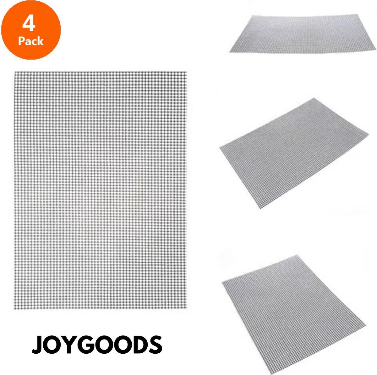 JOYGOODS® Grilmatten voor de BBQ of Oven - 4 stuks - Grillmat - Matjes voor in de oven - Barbecuematjes - Barbecue - Grillmatje - Zwart