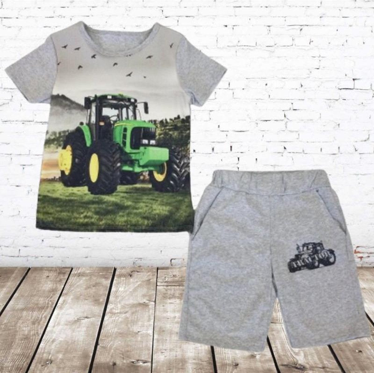 S&C Jongens kleding set trekker grijs 773 - 134/140