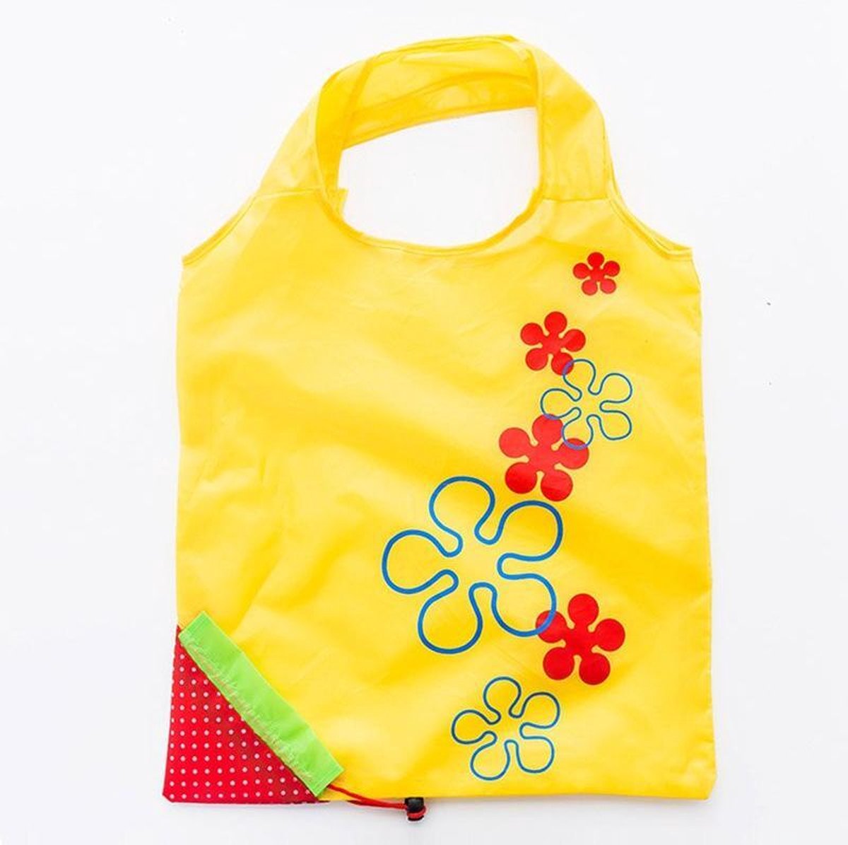 2 Stuks Leuke Aardbeien Tasje Voor Boodschappen - Opvouwbaar - Geel - Boodschappentas - Herbruikbaar - Compact