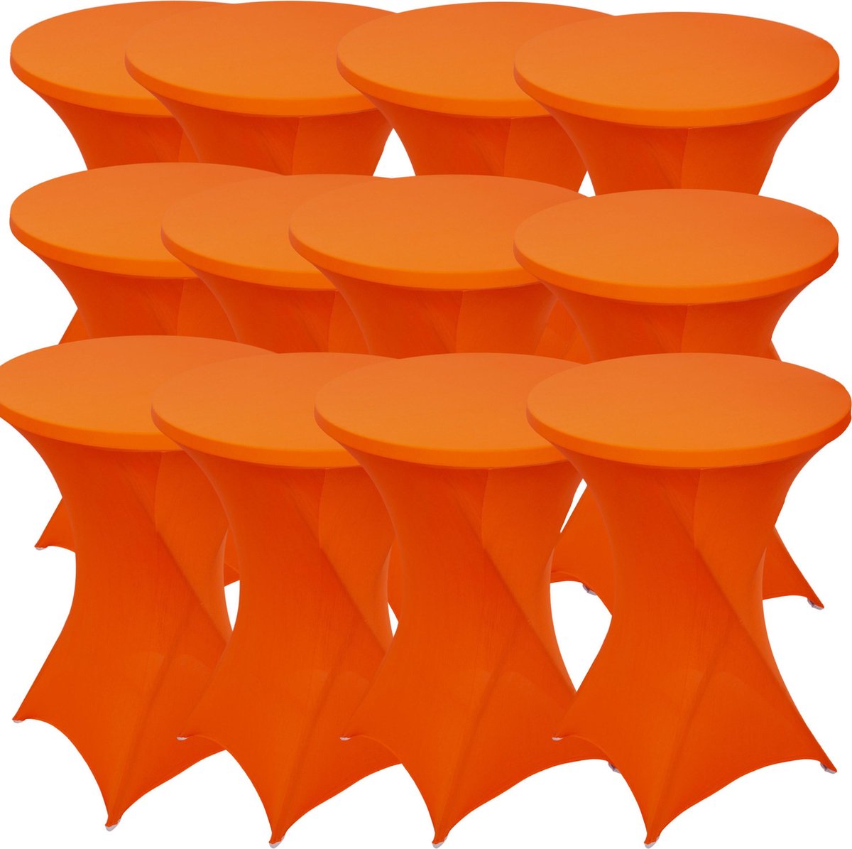 Statafelrok Luxe Oranje x 12 - Statafel Tafelrok - Statafelhoes - Stretch –  ∅80 x 110 cm – geschikt voor Horeca Evenementen | Sta Tafel Hoes | Statafel | Staantafelhoes | Cocktailparty | Trouwerij | Sta-tafel rok – 12 stuks - SET VAN 12