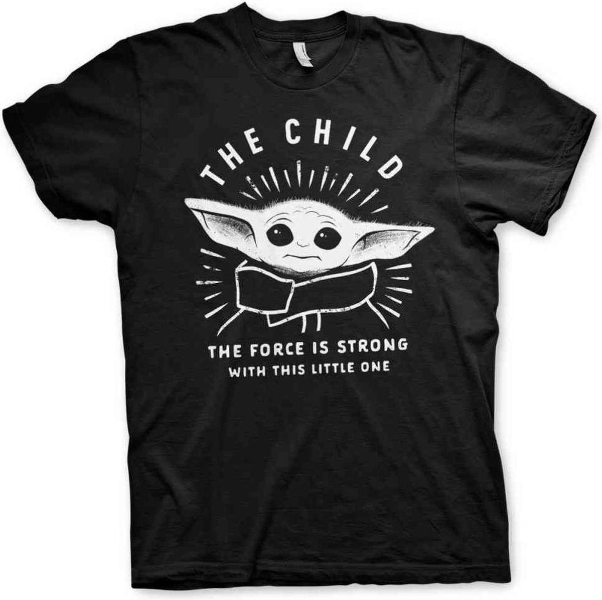 Star Wars Heren Tshirt -XXL- The Mandalorian - The Force Is Strong With This Little One Zwart