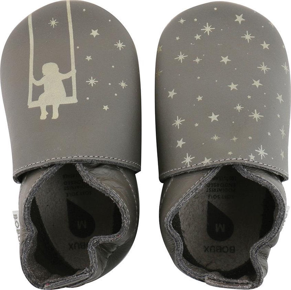 Bobux - Soft Soles - Grey girl on a swing print - Babyslofjes - EU 20