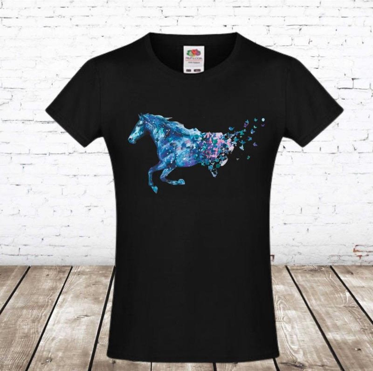 S&C Zwart tshirt met paard - 98/104