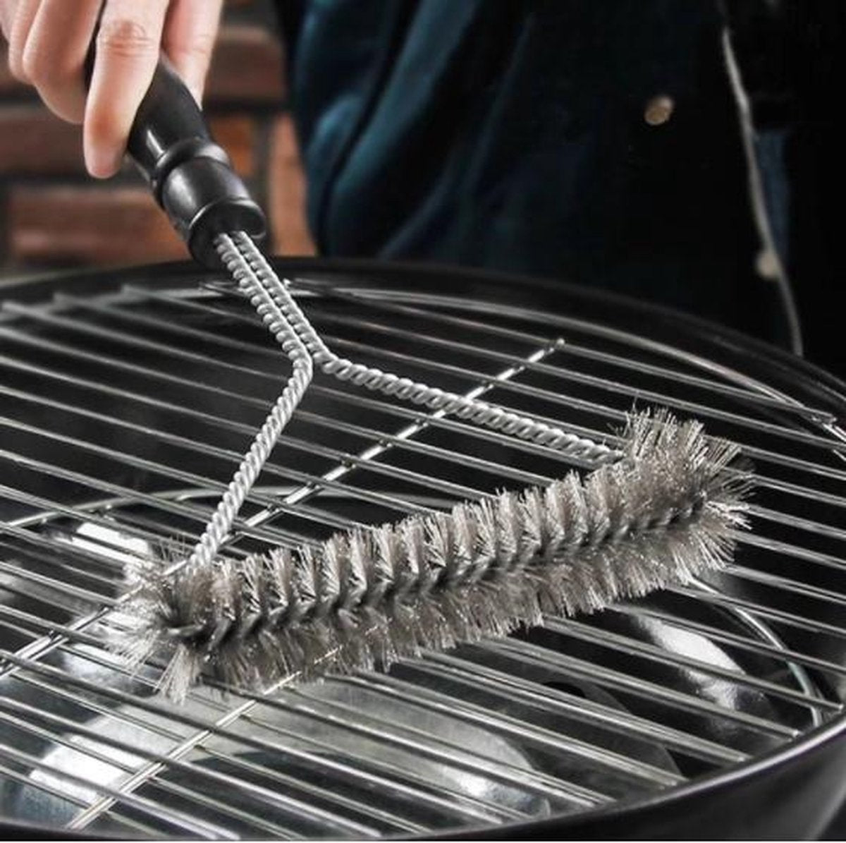Staalborstel voor de BBQ| Reinigingsborstel Barbecue| Grill Borstel| BBQ Brush| Roosterreiniger|Roestvrijstalen borstel met steel| BBQ Accessoires| BBQ Schoonmaak| RVS|