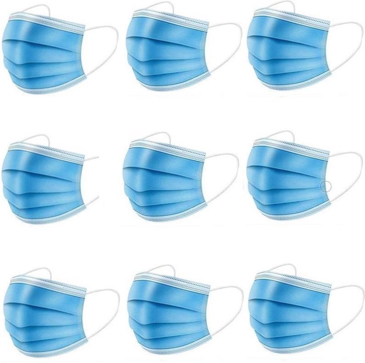 50 Blauwe Wegwerp Mondmaskers | 50 Gekleurde Mondkapjes | Mondkapjes Blauw | 3 Laags | Hoogste Kwaliteitsgarantie
