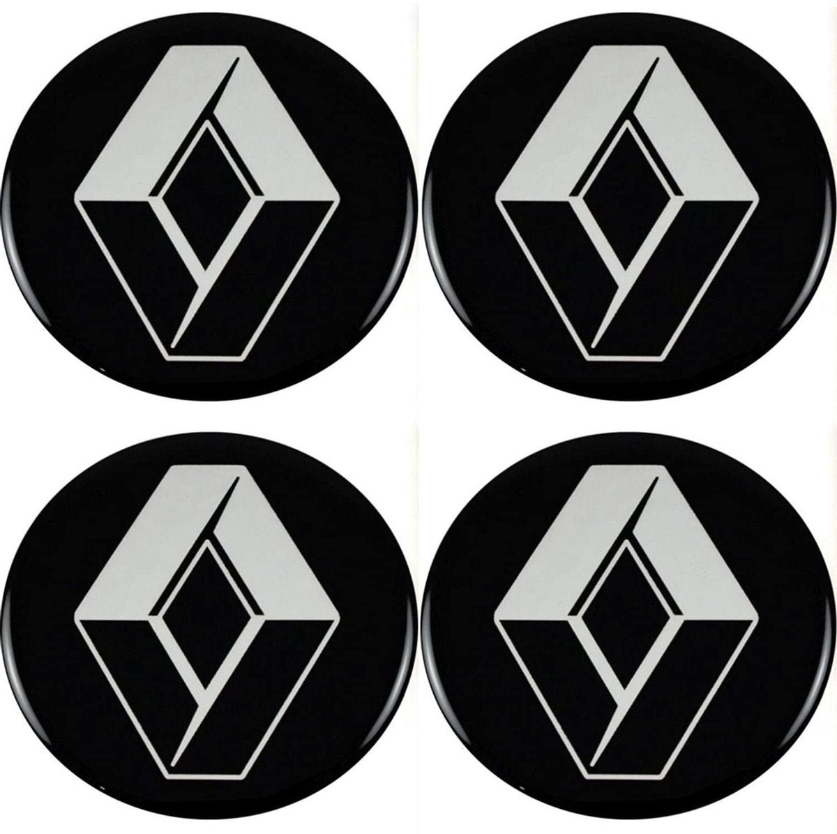 Set van 4 Renault stickers 57mm - Velgen - Winterbanden - Velg - All season banden - Naafdoppen -Naafkappen -Ontvochtiger - Ruitenkrabber - Vorst - Regen - stickers - logo - embleem
