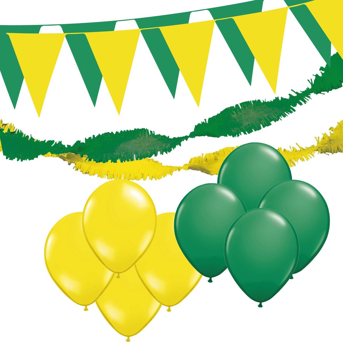 Versiering pakket L "Geel-Groen" - ballonnen / slingers en vlaggenlijnen