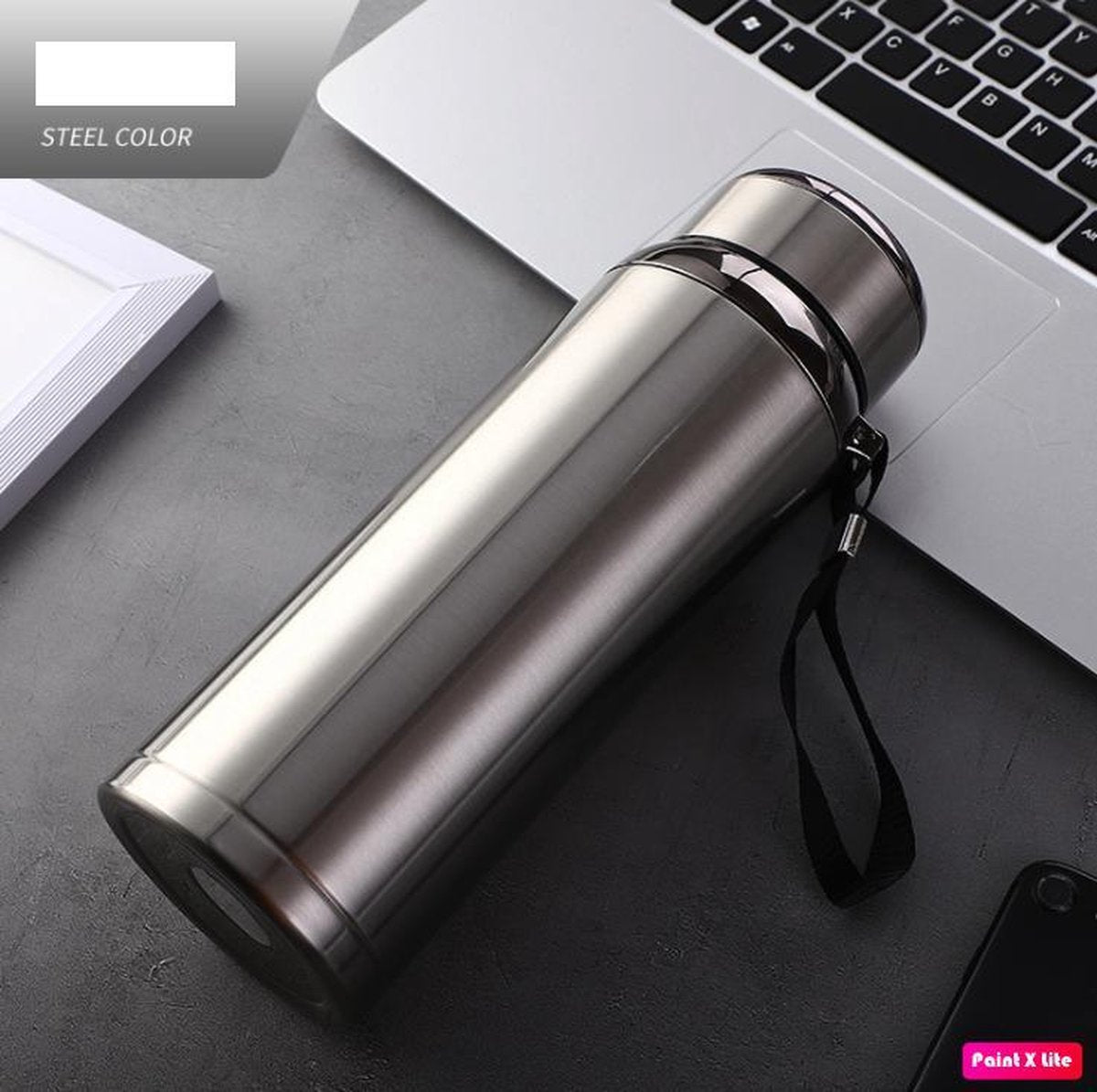 MIRO Thermosfles RVS Isoleerfles Zilver 600ML Grote Capaciteit