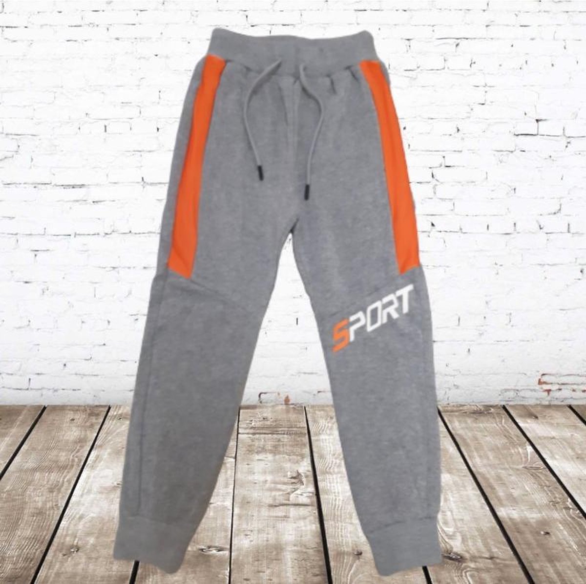 S&C Jongens joggingbroek grijs oranje sport - 86/92