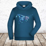 S&C Blauwe hoodie met paard en vlinders - 110/116