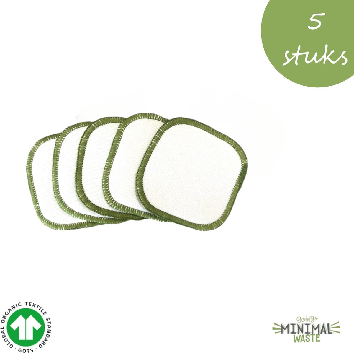 5 Herbruikbare Wattenschijfjes XL | Herbuikbare Make-up Pads | Medium Zacht | Duurzame Wattenschijfjes | GOTS Gecertificeerd Biokatoen