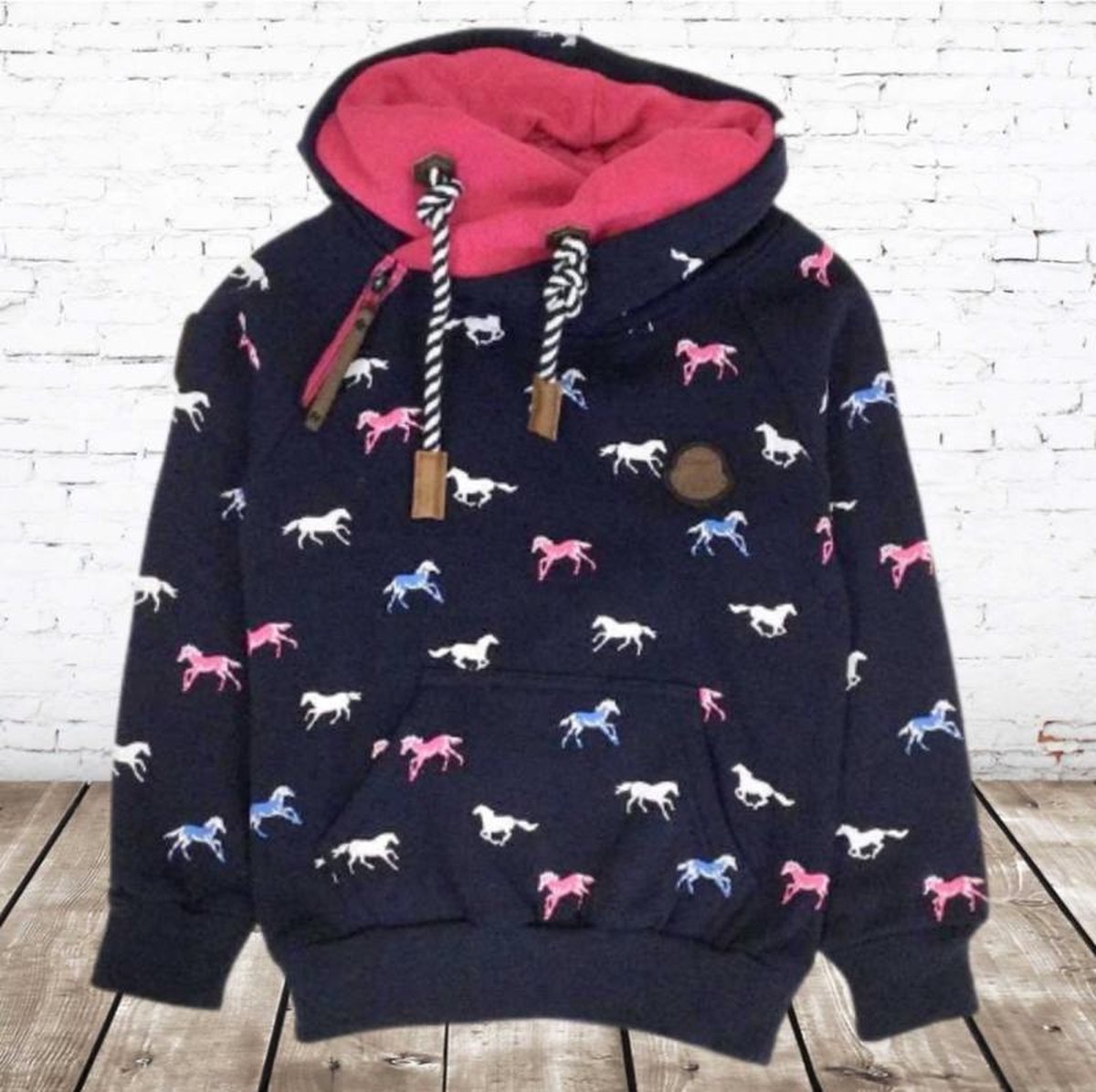 S&C Tui met paardenprint blauw/roze - 110/116