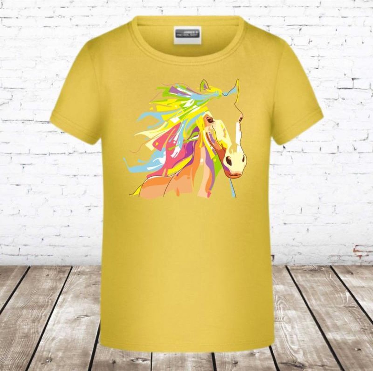 S&C Geel t shirt met paard - 158/164