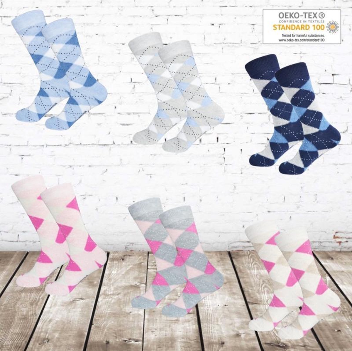 GIANVAGLIA Dames Sokken Ruit 12-pack - Maat 35-38