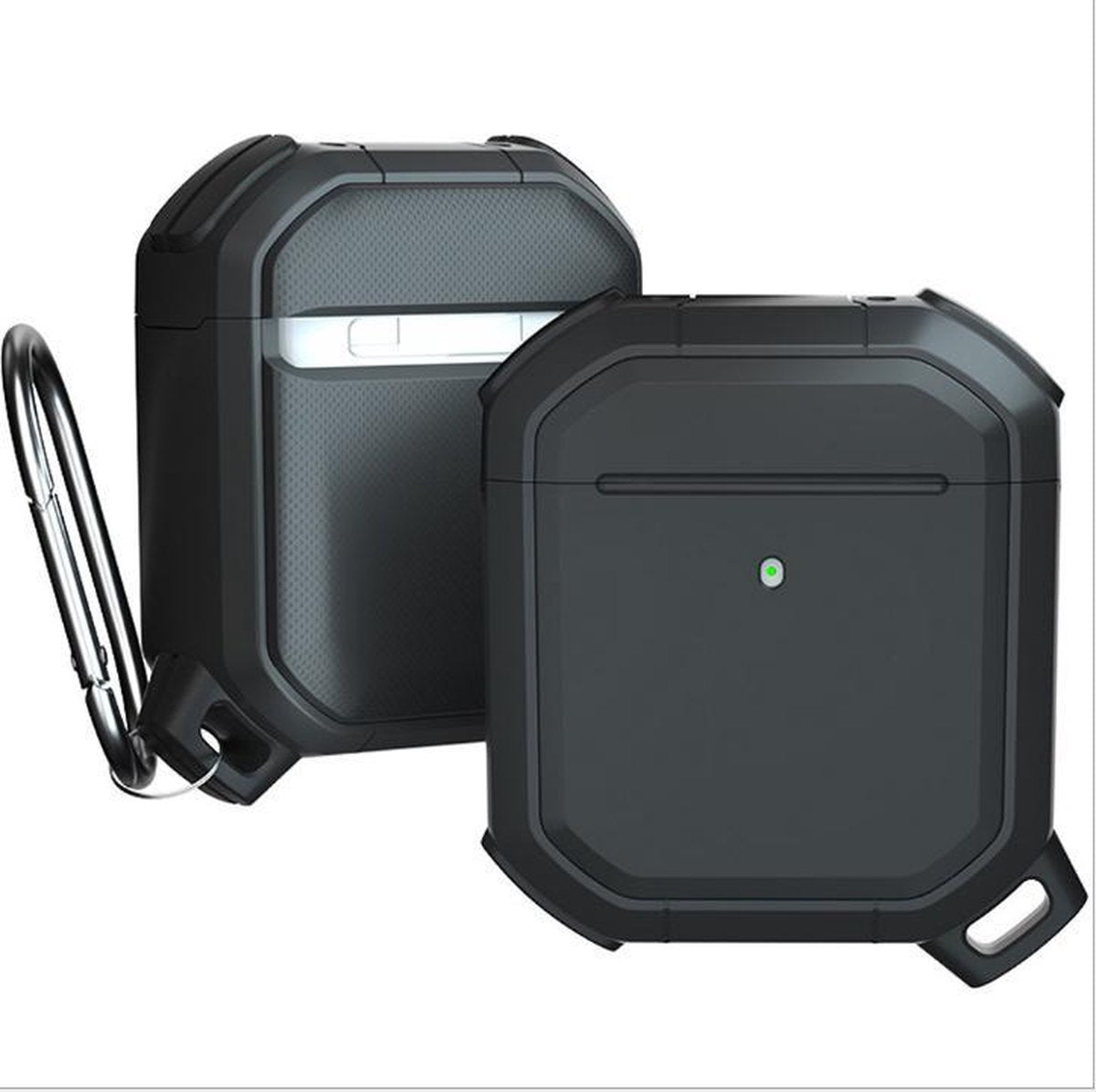 Apple Airpods 1 en 2 Armor Case - TPU - Sleutelhanger - Hardcase - Apple Airpods - Zwart
