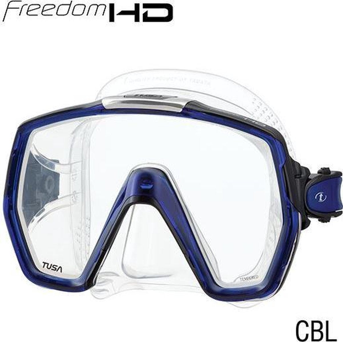 Tusa Freedom HD Masker helder siliconen met helderblauw frame
