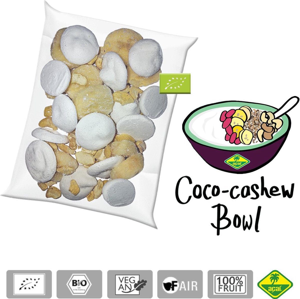 Kokos cashewnoten BIO – bevroren fruit puree bowl packs - Acai fine fruits club - 4