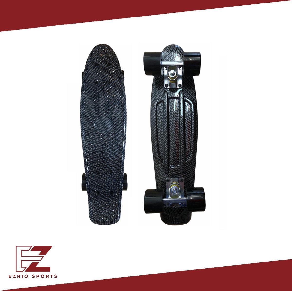 EZRIO SPORTS – Penny Board – Pennyboard – Skateboard – Longboard – Voor Meisjes en Jongens – Zwart – 22 inch