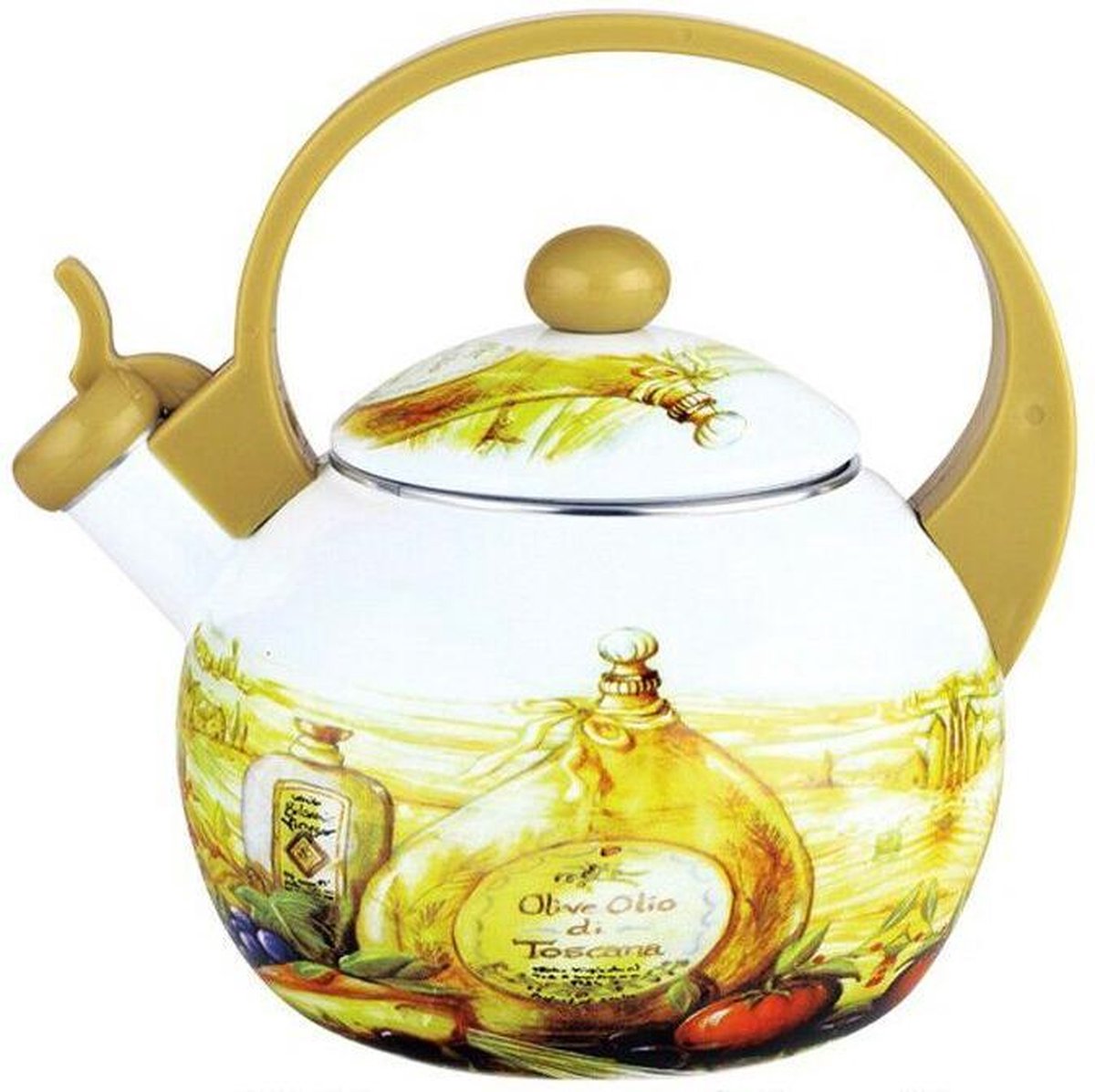 Kinghoff 3700 fluitketel - 2L - Emaille Geel- alle warmtebronnen