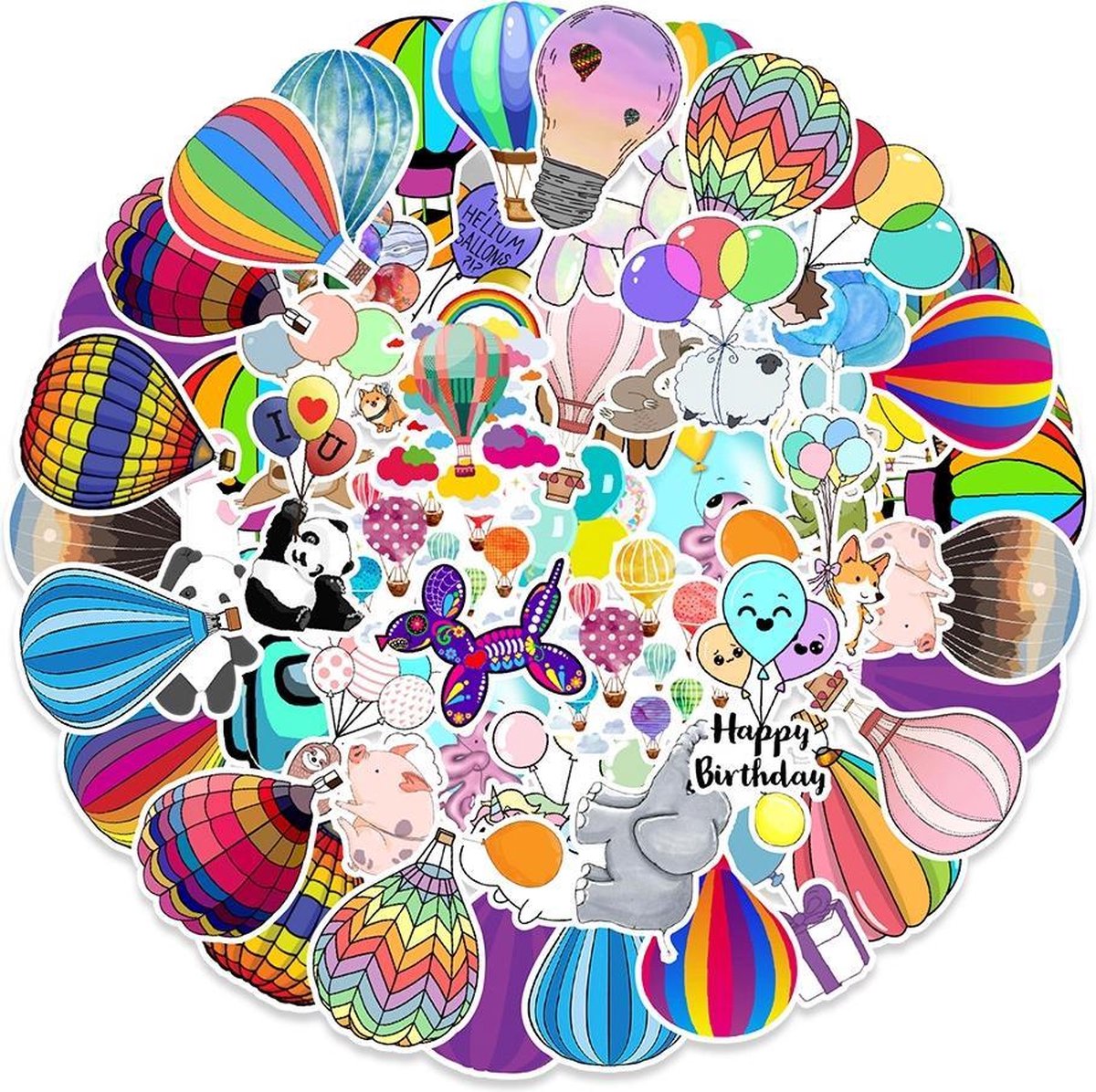 Winkrs | Ballonenstickers | Ballon | vrolijke stickers |  50 stuks voor laptop