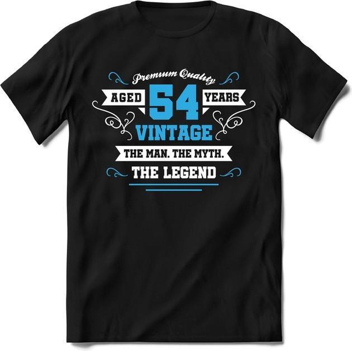 54 Jaar Legend - Feest kado T-Shirt Heren / Dames - Wit / Blauw - Perfect Verjaardag Cadeau Shirt - grappige Spreuken