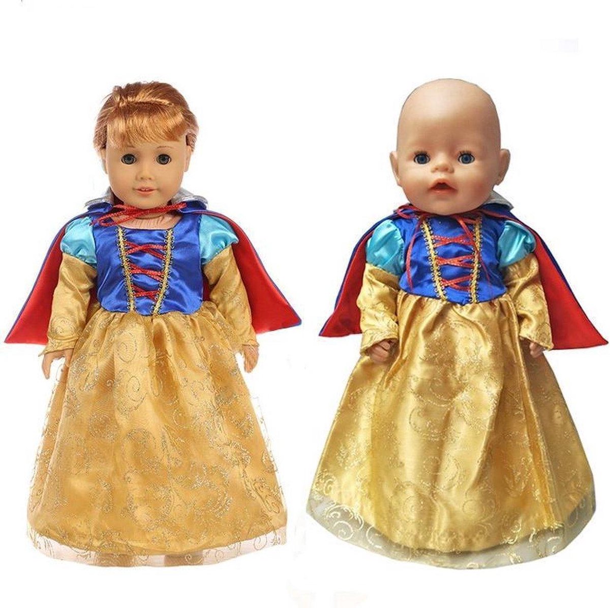 Dolldreams | Prinses Sneeuwwitje jurkje voor poppen tot 43CM - poppenkleding geschikt voor o.a. baby born