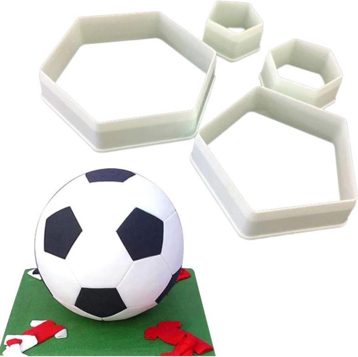 Uitsteekvorm Voetbal - Fondant Uitstekers - Set van 4