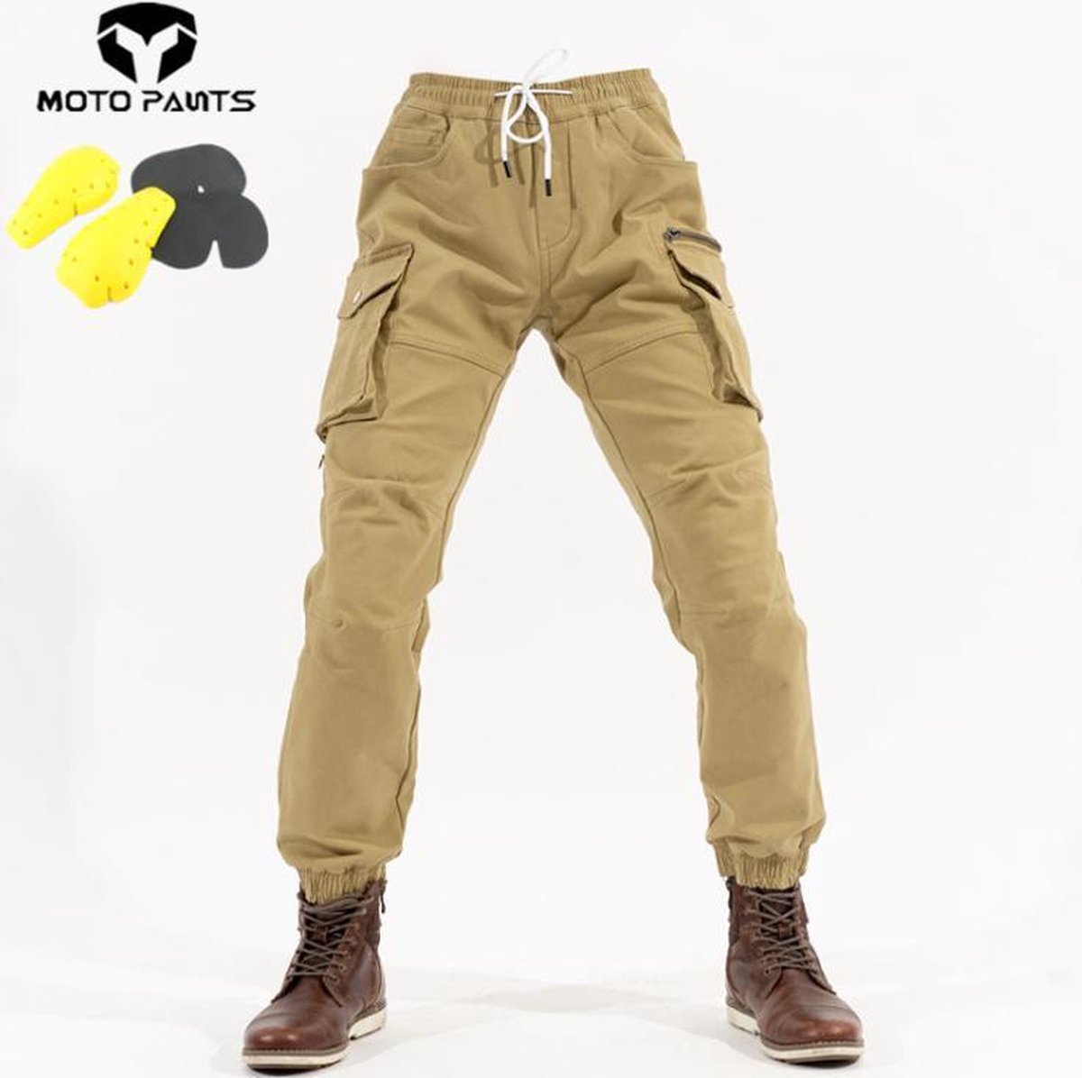 Moto Pants - Motorbroek Cargo Beige - Heren - Maat L / 32